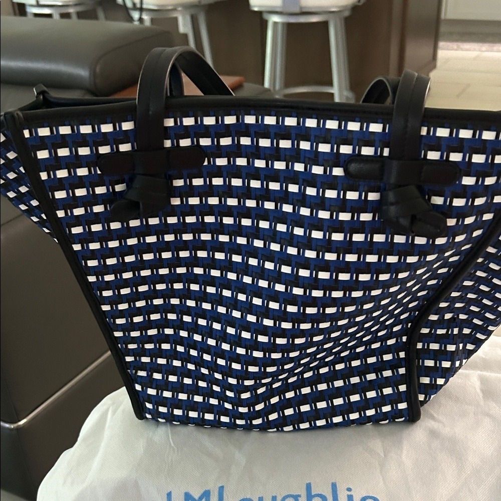 JMcLaughlin Lucille Women's Handbag Denim Blue‎ Woven Leather Tote